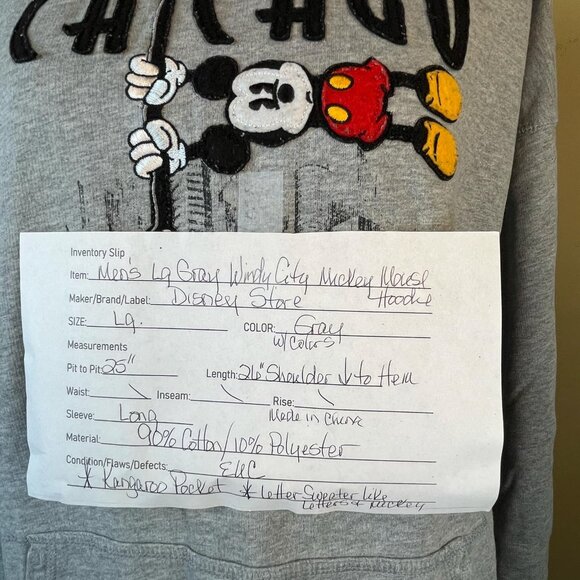 Disney Store Adult LG Mickey Mouse Chicago Hoodie The Windy City Gray - Picture 2 of 9